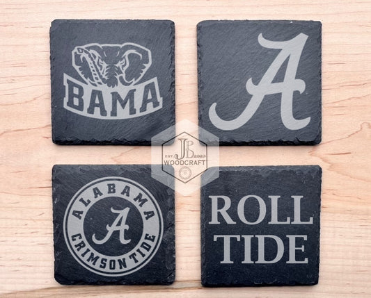 Alabama Engraved Slate Coasters (Officially Licensed)