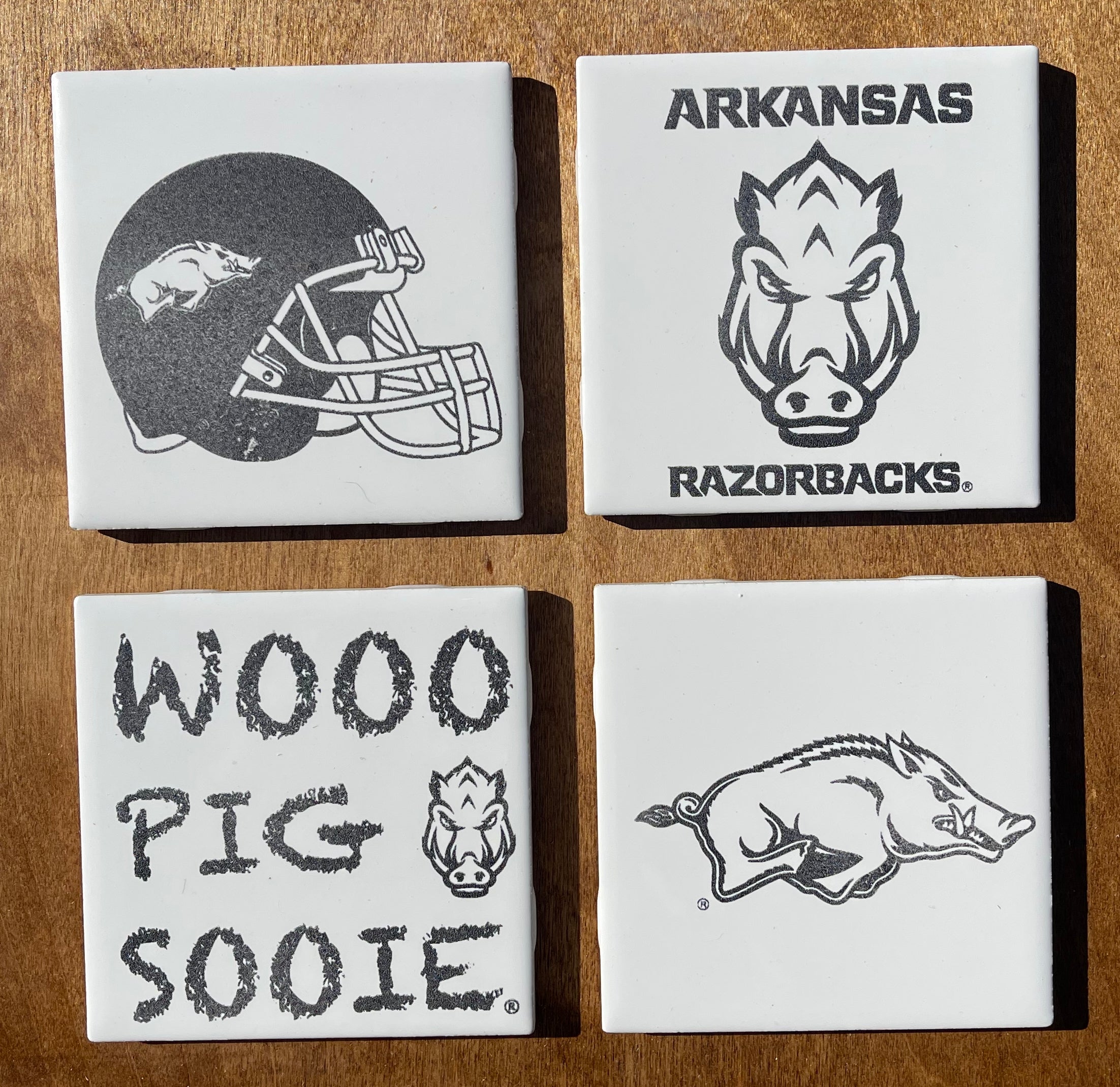 Arkansas Razorback Ceramic Coasters (Officially Licensed) – JPD Woodcraft