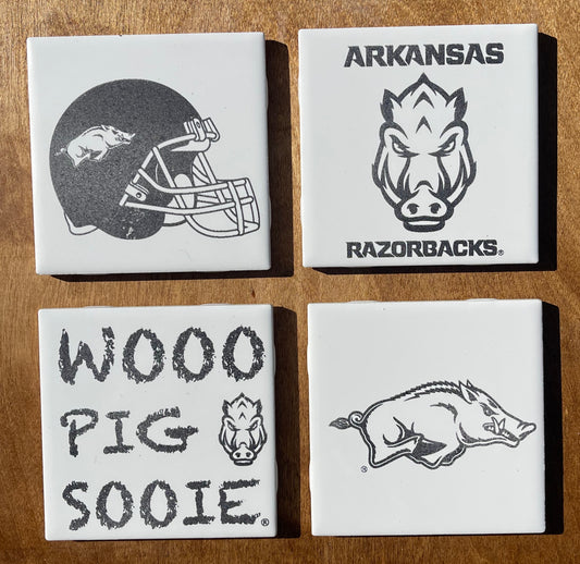Arkansas Razorback Ceramic Coasters (Officially Licensed)