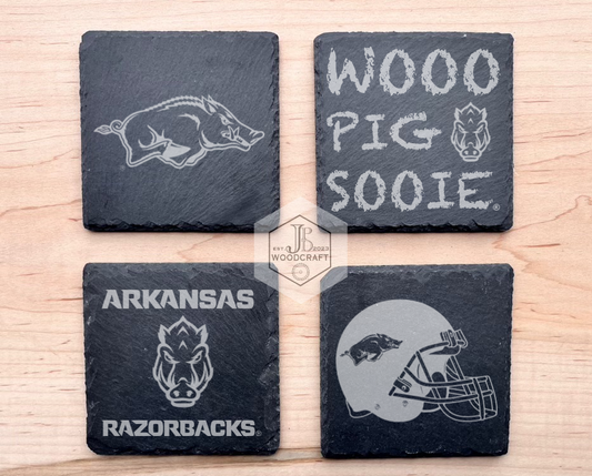 Arkansas Engraved Slate Coasters (Officially Licensed)