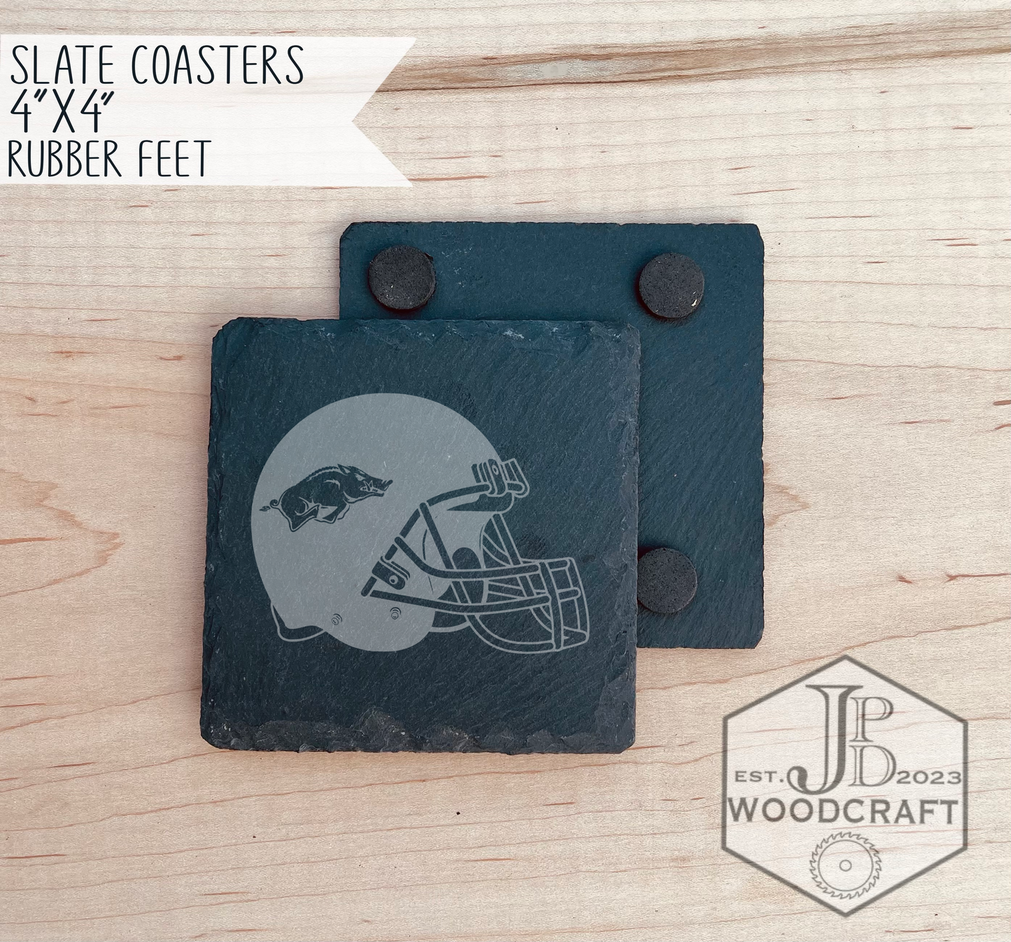 Arkansas Engraved Slate Coasters (Officially Licensed)