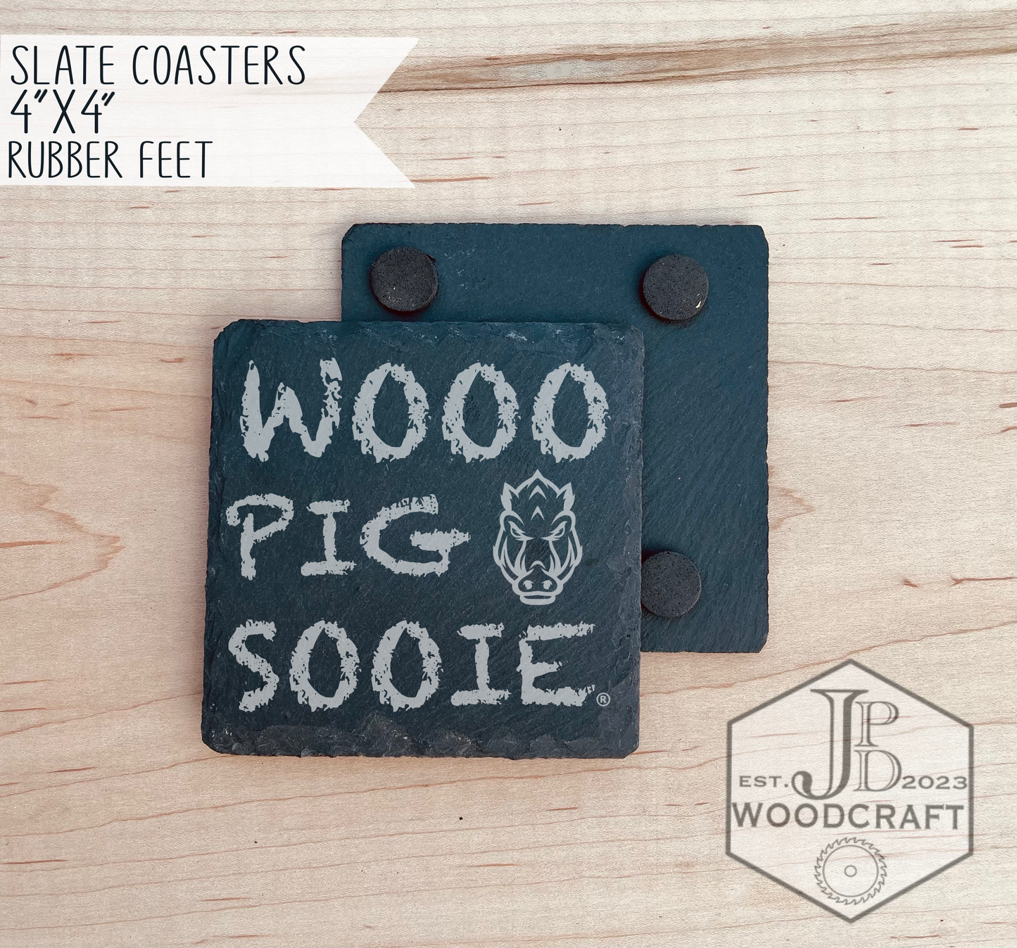 Arkansas Engraved Slate Coasters (Officially Licensed)
