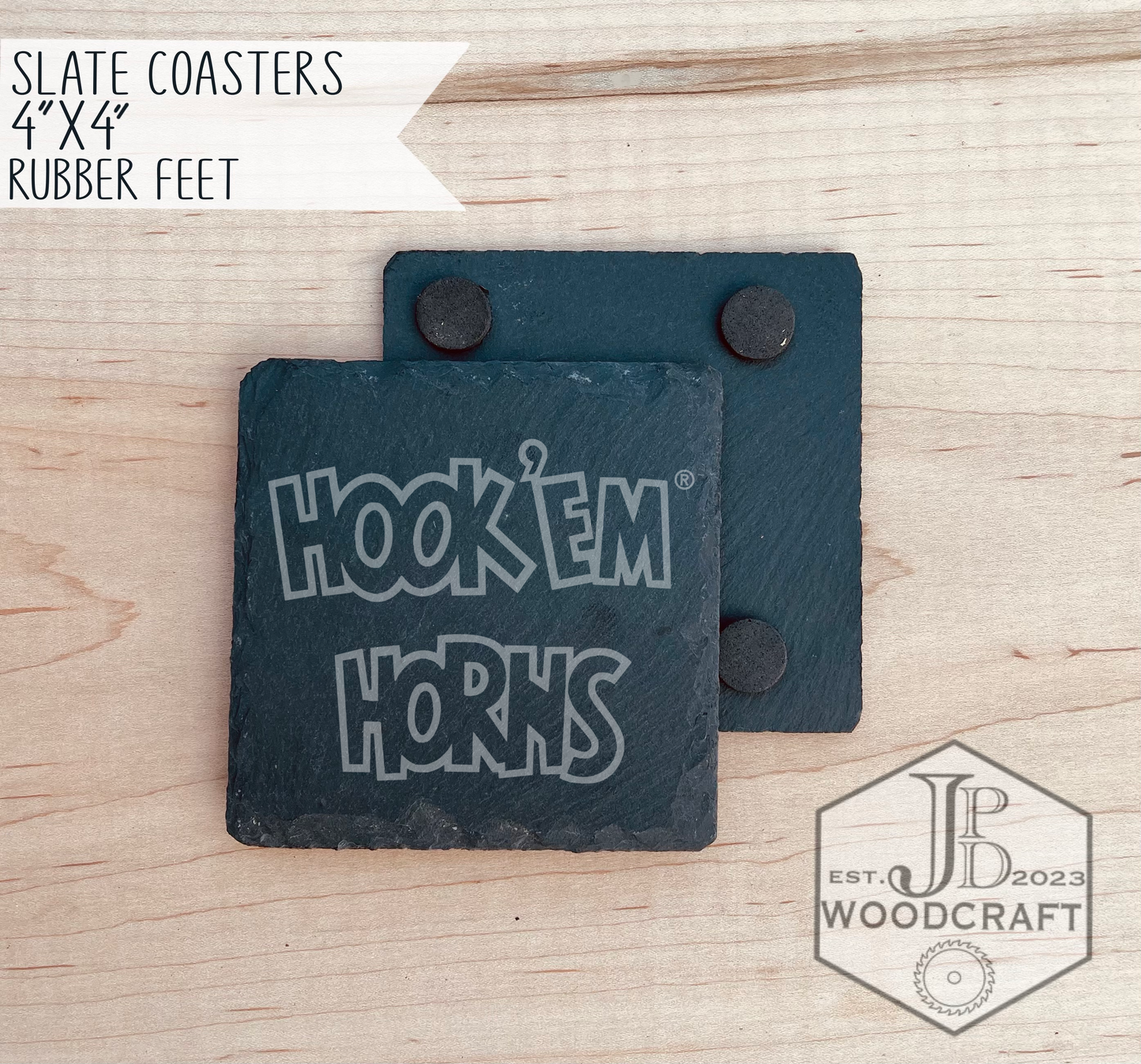 Texas Longhorns Engraved Slate Coasters (Officially Licensed)