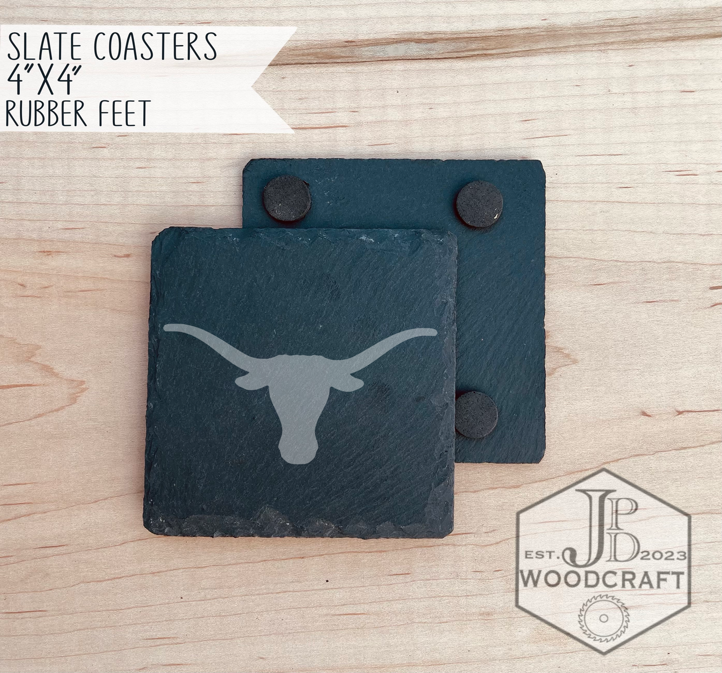 Texas Longhorns Engraved Slate Coasters (Officially Licensed)