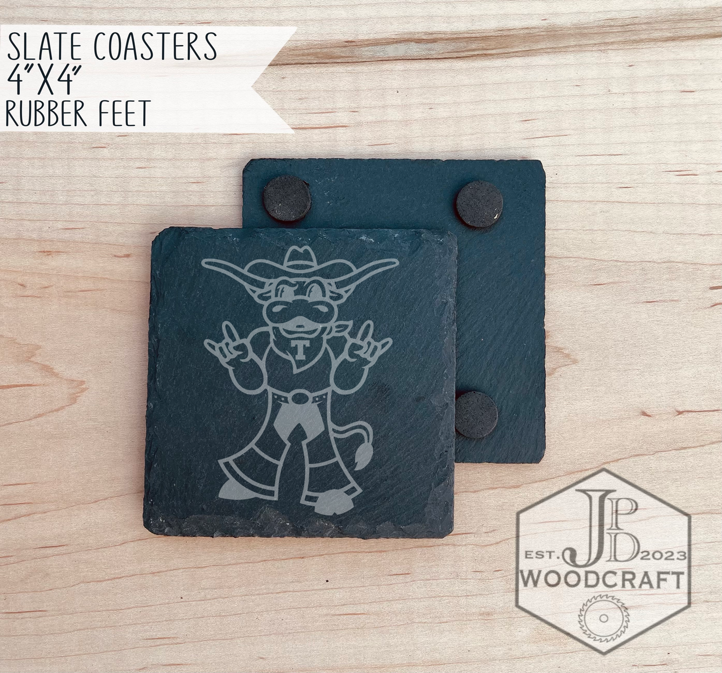 Texas Longhorns Engraved Slate Coasters (Officially Licensed)