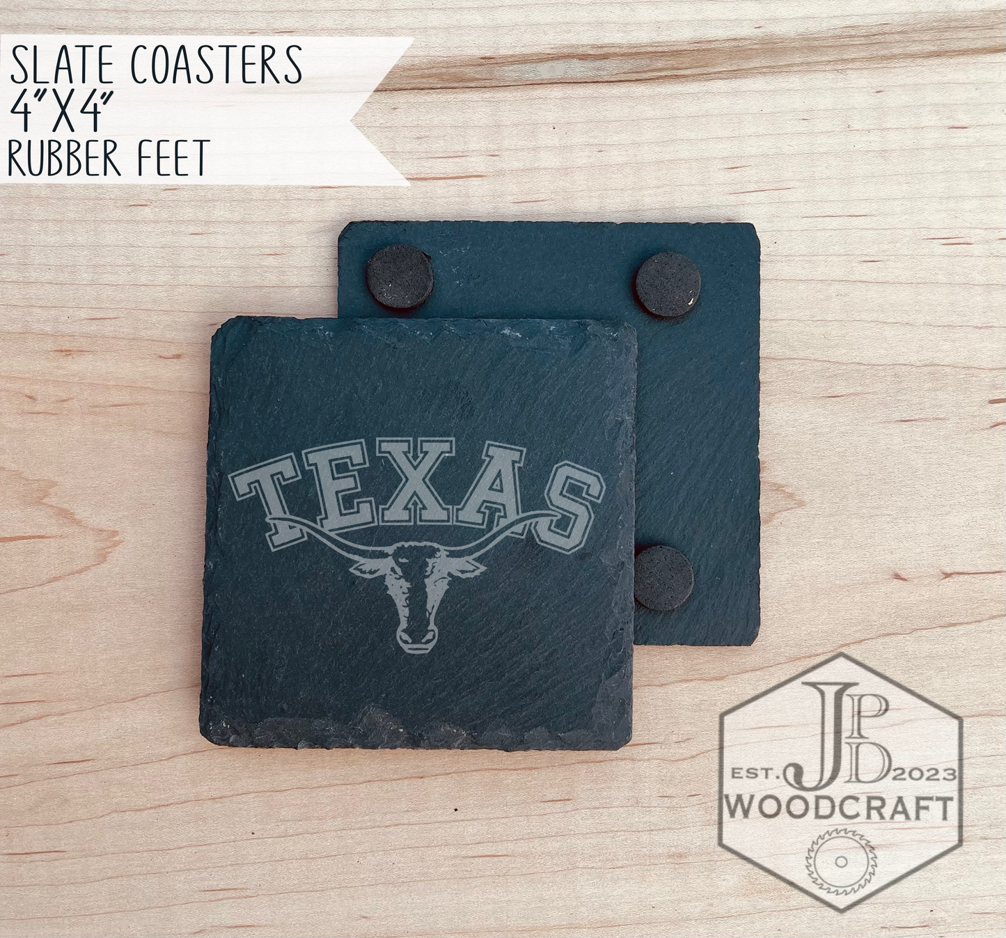 Texas Longhorns Engraved Slate Coasters (Officially Licensed)