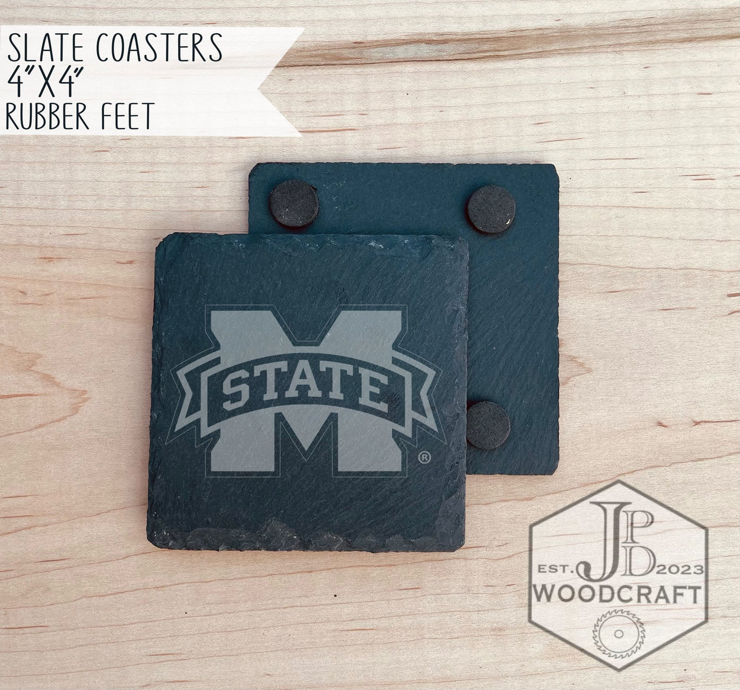 Mississippi State Engraved Slate Coasters (Officially Licensed)