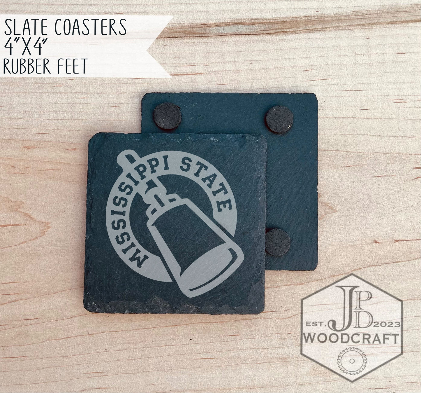 Mississippi State Engraved Slate Coasters (Officially Licensed)