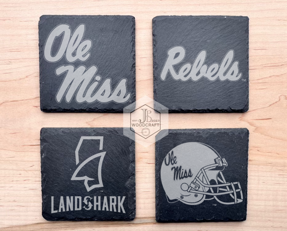Ole Miss Engraved Slate Coasters (Officially Licensed)