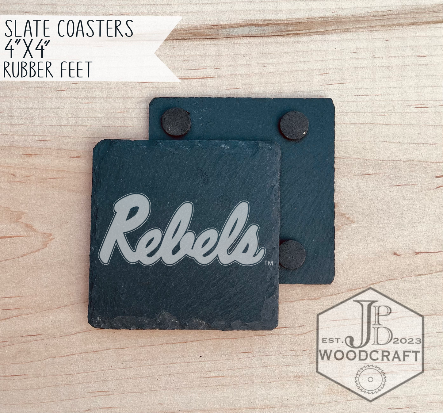Ole Miss Engraved Slate Coasters (Officially Licensed)
