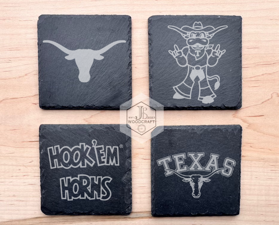 Texas Longhorns Engraved Slate Coasters (Officially Licensed)