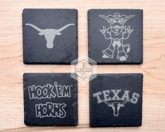 Texas Longhorns Engraved Slate Coasters (Officially Licensed)